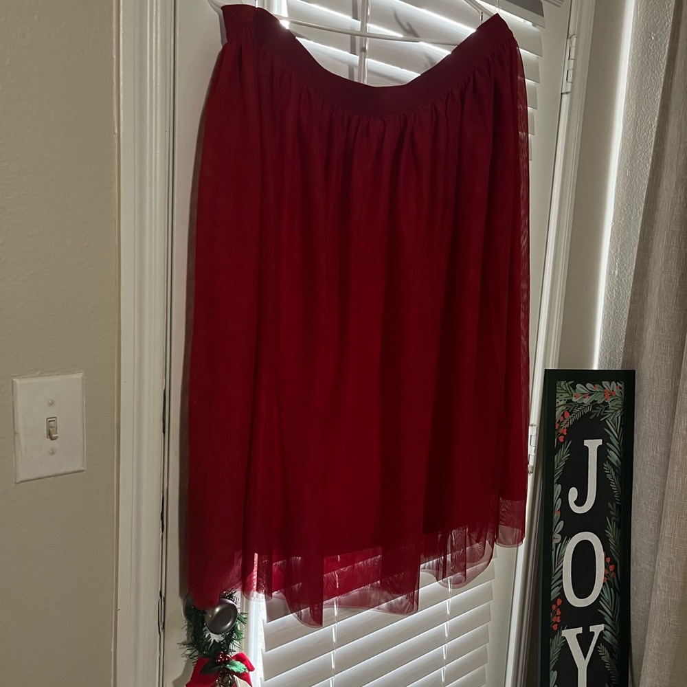 Ready for the holidays dark red tulle skirt